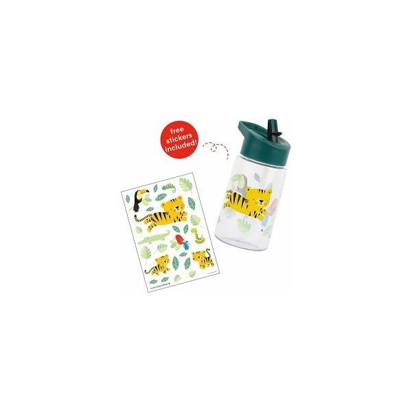 Borraccia con Cannuccia da Decorare con Sticker, Tigre - 450 ml