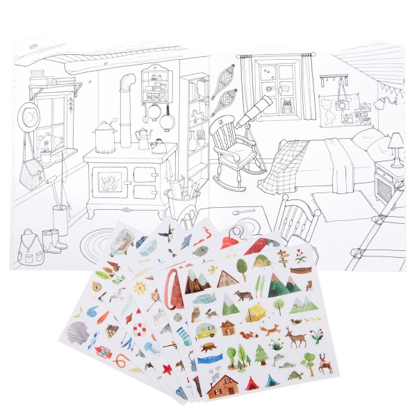 Book da colorare con stickers "L'explorateur"