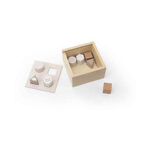 Scatola Forme Geometriche a Incastro in Legno - Beige