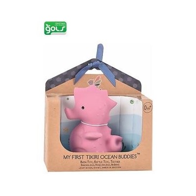 3-in-1 Cavalluccio Marino -Sonaglio Massaggiagengive Gioco da Bagno - Confezione Regalo - 100% Caucciù Naturale